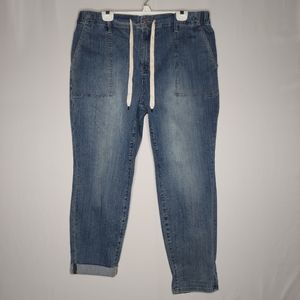 Judy Blue Jeans Women 20W Blue Drawstring Carpenter Square Pocket Elastic Waist